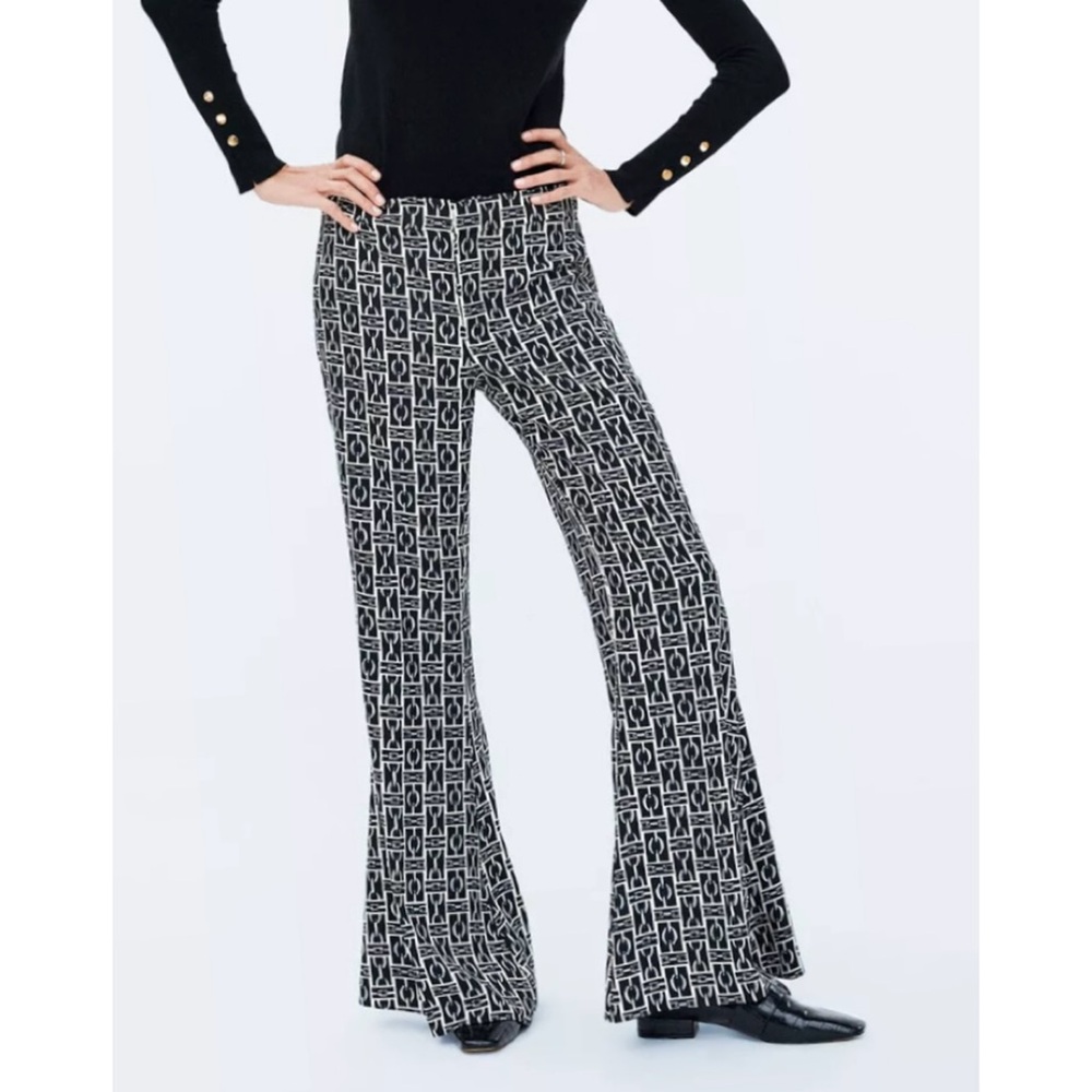 NEW Zara chain link print flared trouser pant